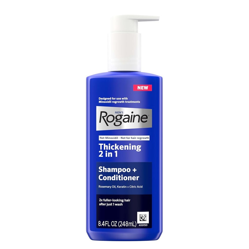 Rogaine Men's Hair Thickening 2 in 1 Shampoo + Conditioner, with Rosemary Oil, Keratin & Citric Acid 248ml - Image 1