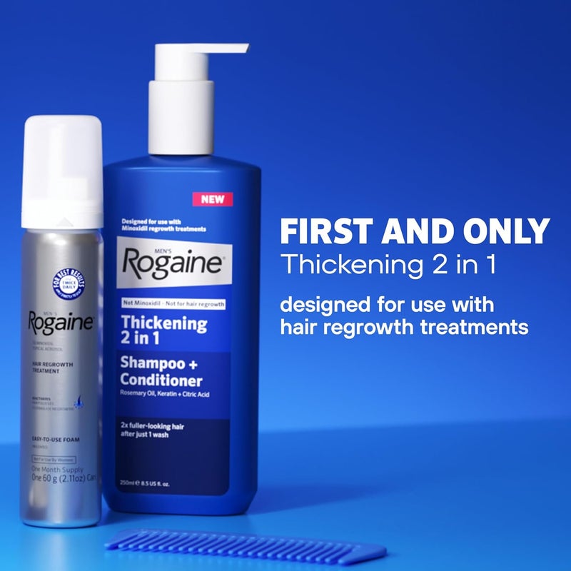 Rogaine Men's Hair Thickening 2 in 1 Shampoo + Conditioner, with Rosemary Oil, Keratin & Citric Acid 248ml - Image 4