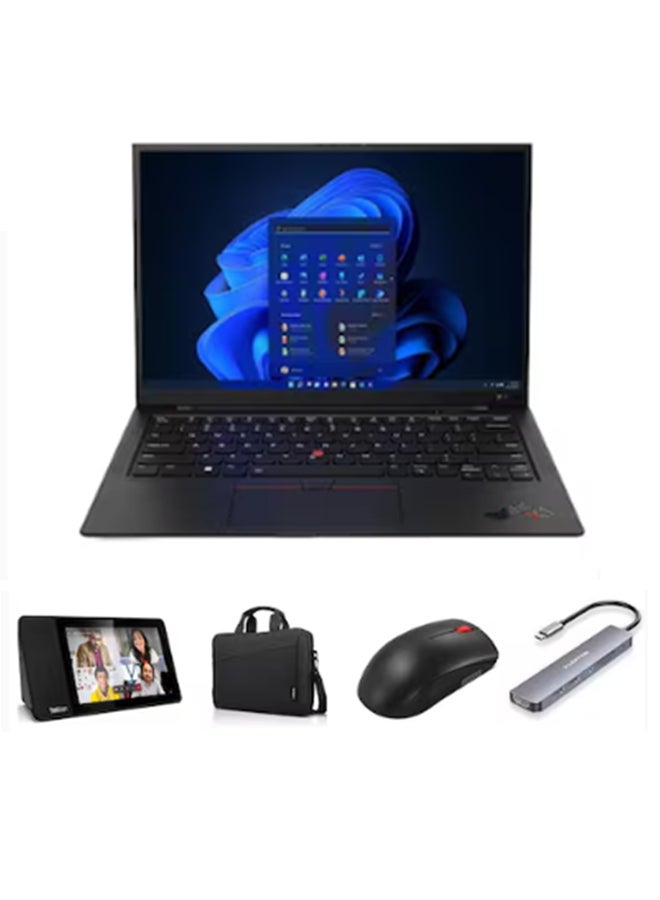 Lenovo ThinkPad X1 Carbon Gen 11 Laptop With 14-Inch Display, Core i7-1335U Processor/16GB RAM/1TB SSD/Intel Iris Xe Graphics/Windows 11 Pro + Thinksmart view +Bag +mouse+Typec 7 in 1 English Black  - Image 1
