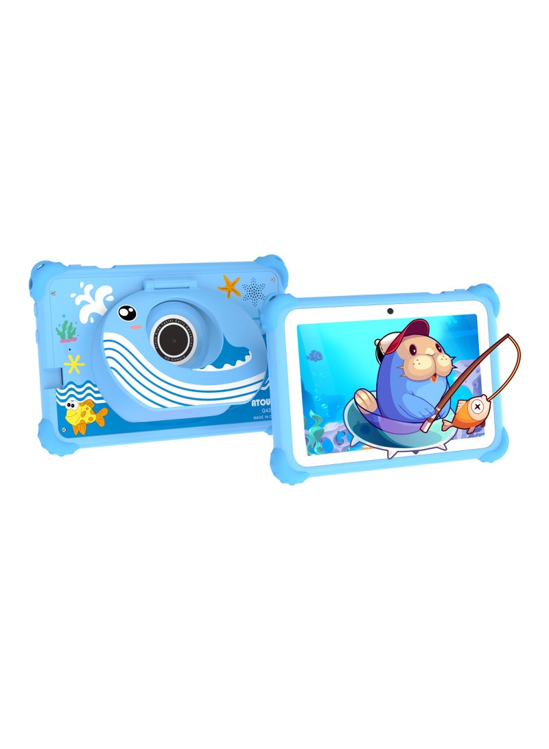 ATOUCH Q42 7-inch Kids Tablet – 5G Wi-Fi 8GB RAM 256GB ROM Incell Touch Screen Early Learning Education Tab with Built-in Stand & LCD Writing Pad - Blue  - Image 1