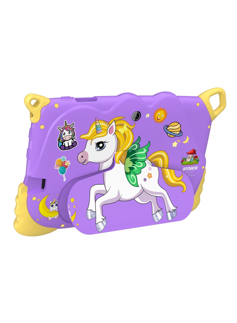 ATOUCH 7-inch Kids Tablet Early Education Q38 Lite – 5G Wi-Fi Android 8GB RAM 256GB ROM Incell Touch Screen Built-in Stand & Stationery Set Purple  - Image 2