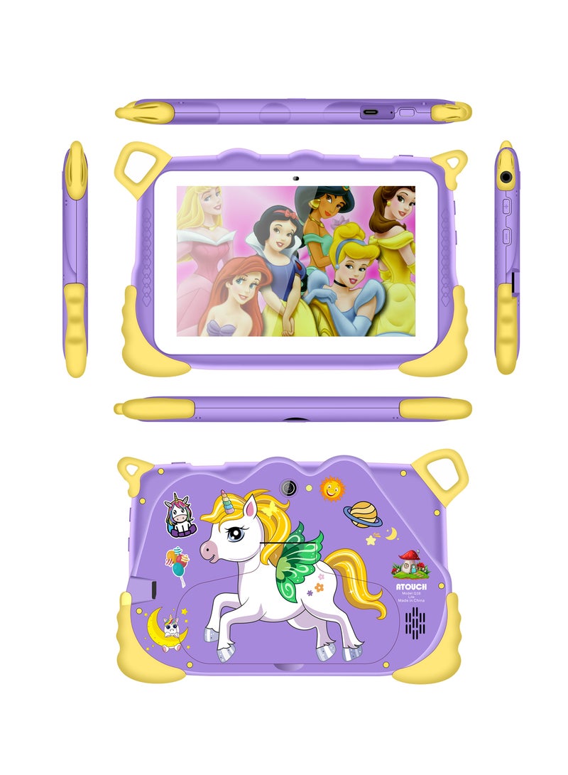 ATOUCH 7-inch Kids Tablet Early Education Q38 Lite – 5G Wi-Fi Android 8GB RAM 256GB ROM Incell Touch Screen Built-in Stand & Stationery Set Purple  - Image 3