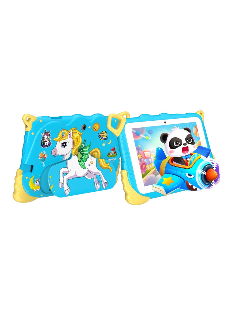 ATOUCH 7-inch Kids Tablet Early Education Q38 Lite – 5G Wi-Fi Android 8GB RAM 256GB ROM Incell Touch Screen Built-in Stand & Stationery Set Blue  - Image 1