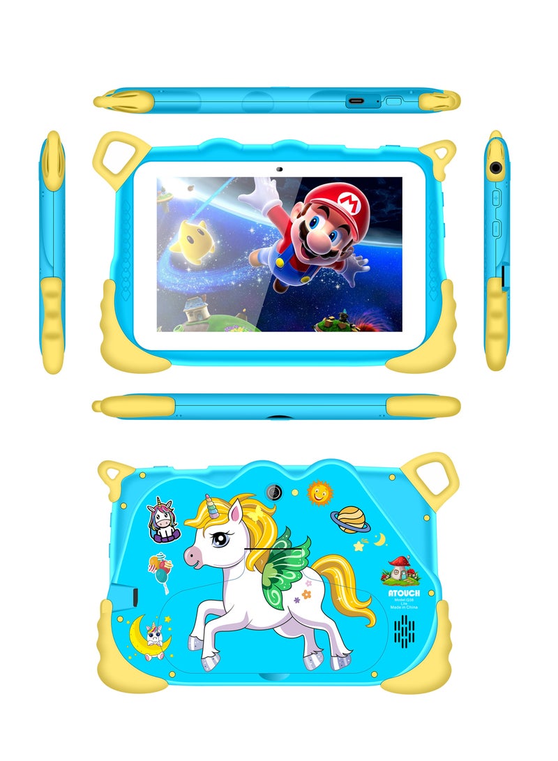 ATOUCH 7-inch Kids Tablet Early Education Q38 Lite – 5G Wi-Fi Android 8GB RAM 256GB ROM Incell Touch Screen Built-in Stand & Stationery Set Blue  - Image 3