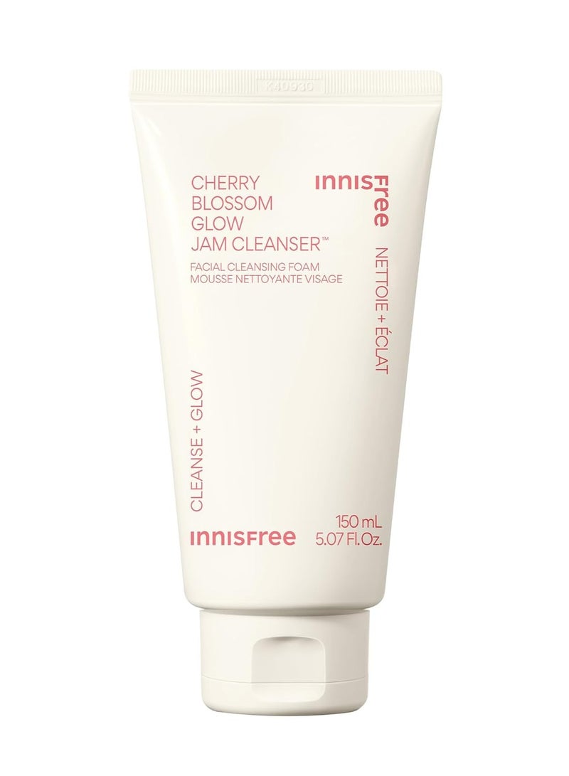 إنِّسفري innisfree Cherry Blossom Glow Jam Cleanser, Sulfate Free, Korean Face Wash, Cleansing Foam for Glowing Glass Skin (Packaging May Vary) 150 mlml  - Image 1