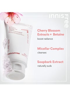 innisfree innisfree Cherry Blossom Glow Jam Cleanser, Sulfate Free, Korean Face Wash, Cleansing Foam for Glowing Glass Skin (Packaging May Vary) 150 mlml  - Image 3