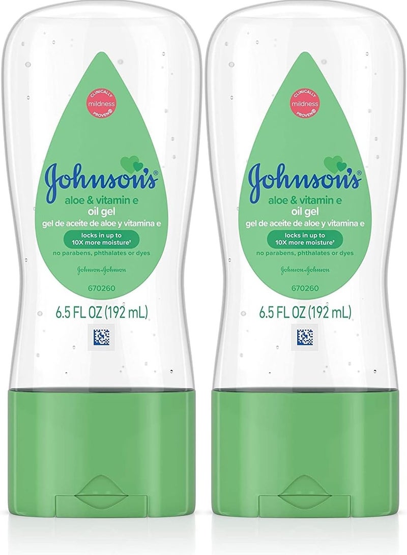 Johnson's - Pack Of 2 Johnson Baby Oil Gel Moisturizing with Aloe Vera And Vitamin E 200ml - Image 1