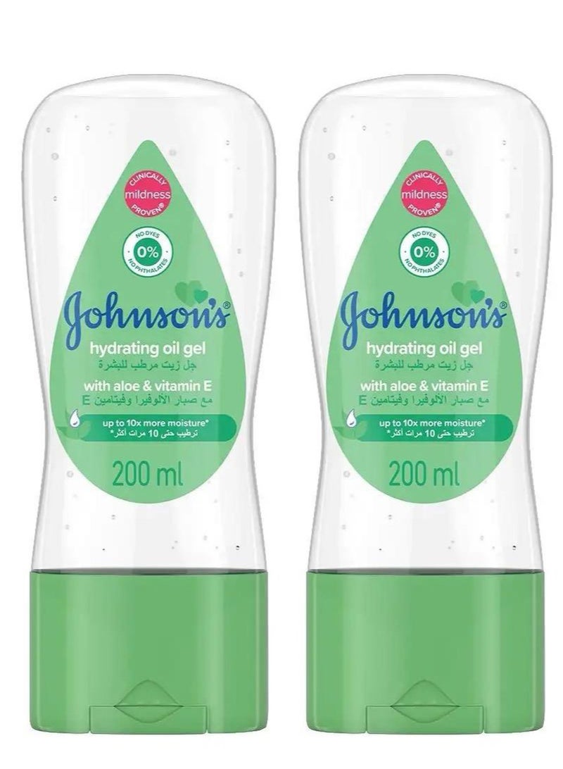 Johnson's - Pack Of 2 Johnson Baby Oil Gel Moisturizing with Aloe Vera And Vitamin E 200ml - Image 1
