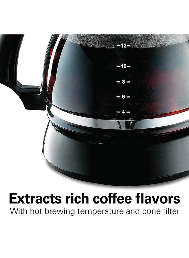 Hamilton Beach 12 Cup Drip Coffee Maker, Glass Carafe, Cone-Shaped Reusable Filter, Non-Stick Warmer Plate, Dishwasher Safe, Large Water Window, 2 Years Warranty 1.6 L 900 W 49316-ME Black - Image 3