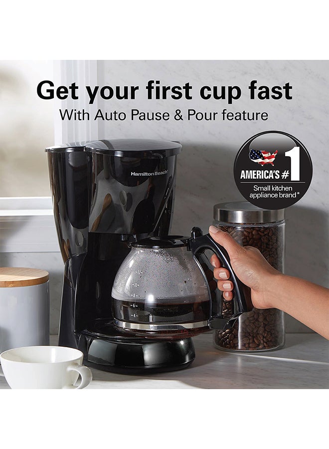 Hamilton Beach 12 Cup Drip Coffee Maker, Glass Carafe, Cone-Shaped Reusable Filter, Non-Stick Warmer Plate, Dishwasher Safe, Large Water Window, 2 Years Warranty 1.6 L 900 W 49316-ME Black - Image 4