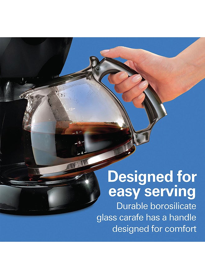 Hamilton Beach 12 Cup Drip Coffee Maker, Glass Carafe, Cone-Shaped Reusable Filter, Non-Stick Warmer Plate, Dishwasher Safe, Large Water Window, 2 Years Warranty 1.6 L 900 W 49316-ME Black - Image 5