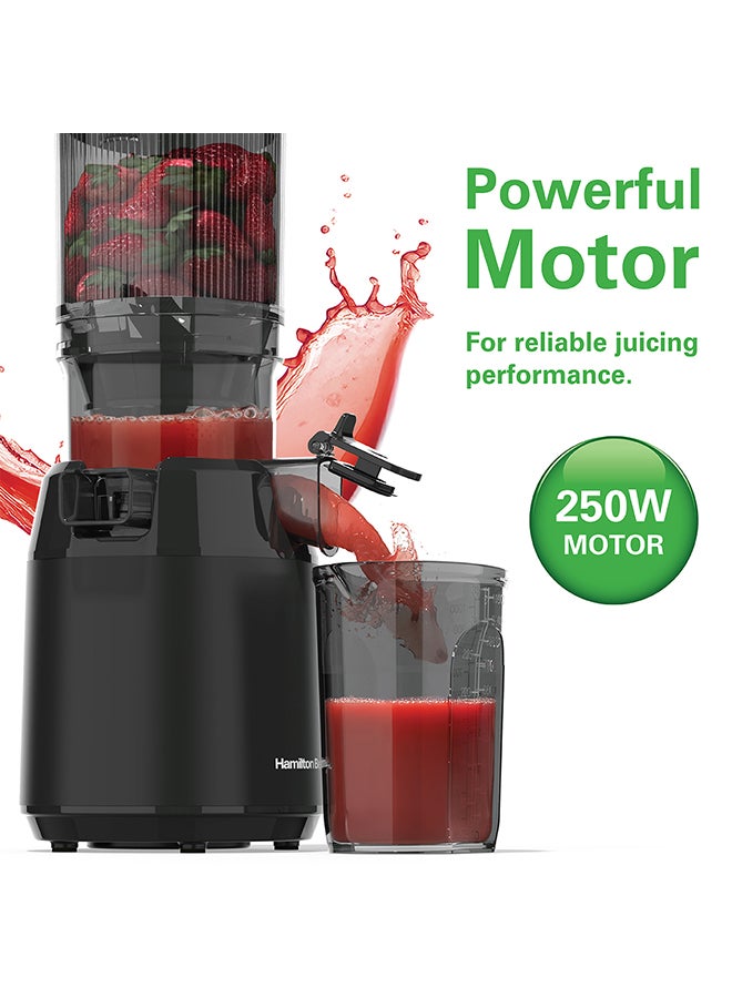 Hamilton Beach - Cold Press Slow Juicer, 130mm Wide Feeding Chute for large fruits/vegetables, 45 RPM, Durable Auger with 250W motor, Auto-Residue Separation, Reverse Function, 2 Year Warranty 1 L 250 W SJ9000-ME Black - Image 1
