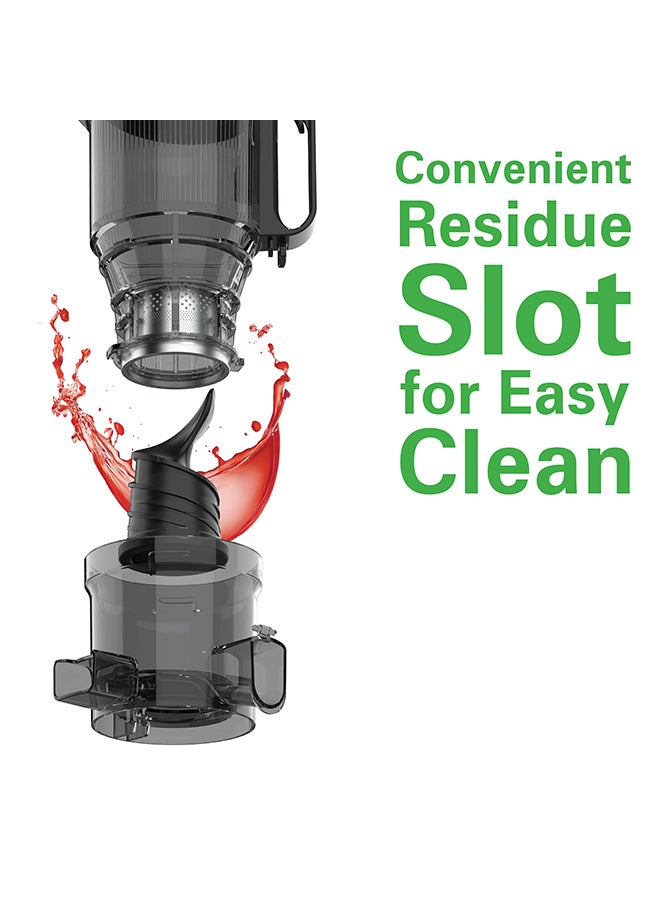 Hamilton Beach - Cold Press Slow Juicer, 130mm Wide Feeding Chute for large fruits/vegetables, 45 RPM, Durable Auger with 250W motor, Auto-Residue Separation, Reverse Function, 2 Year Warranty 1 L 250 W SJ9000-ME Black - Image 1
