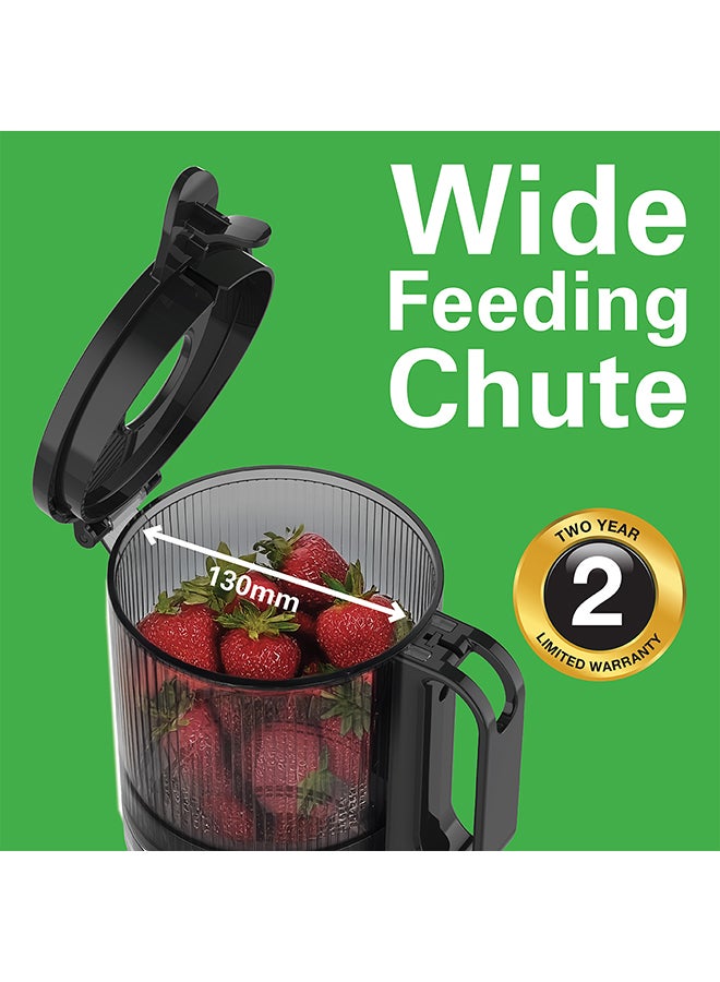 Hamilton Beach - Cold Press Slow Juicer, 130mm Wide Feeding Chute for large fruits/vegetables, 45 RPM, Durable Auger with 250W motor, Auto-Residue Separation, Reverse Function, 2 Year Warranty 1 L 250 W SJ9000-ME Black - Image 1