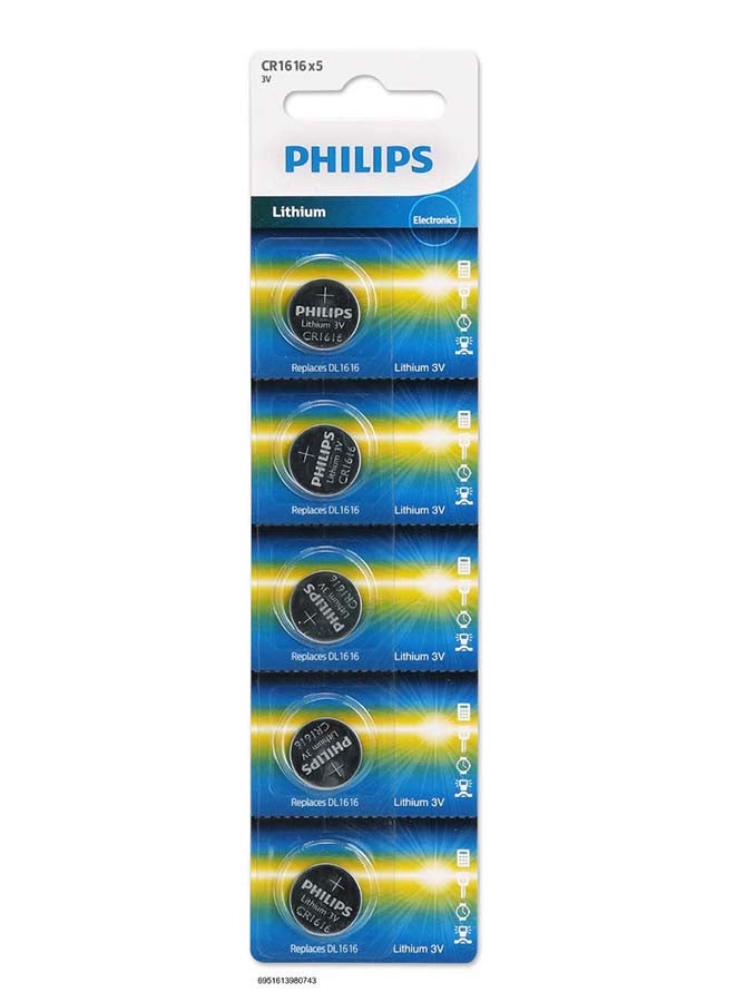 Philips Philips Lithium CR1616 Battery (5 pack) Multicolour 