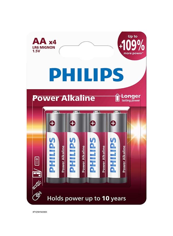 Philips Philips Power Alkaline AA Battery (4 pack) Multicolour 