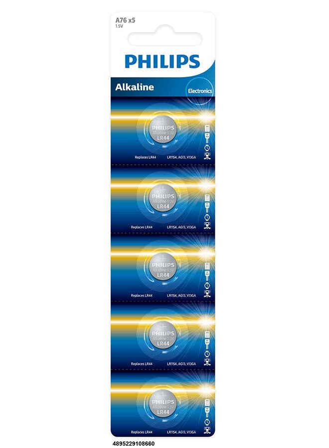 Philips Philips Alkaline LR44 Battery (5 pack) Multicolour