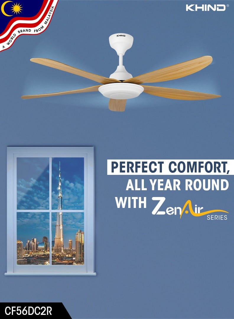 Zen Air Ceiling Fan 56 Inch Ceiling Fan with Remote Control, Quiet BLDC Motor, Modern 5 ABS Blades, 6 Forward & Reverse Speed Settings, High Airflow 38 W CF56DC2R Mocha - pnsku/N70156620V/45/_/1740390566/5534ce30-18ef-4f41-b2e6-e6af202d1e91