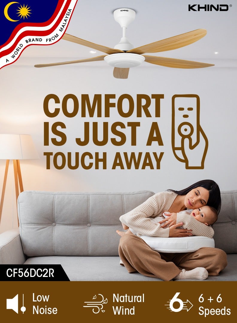 Zen Air Ceiling Fan 56 Inch Ceiling Fan with Remote Control, Quiet BLDC Motor, Modern 5 ABS Blades, 6 Forward & Reverse Speed Settings, High Airflow 38 W CF56DC2R Mocha - pnsku/N70156620V/45/_/1740390567/99f4df4e-8ace-42b8-952e-71b0b55daaf8