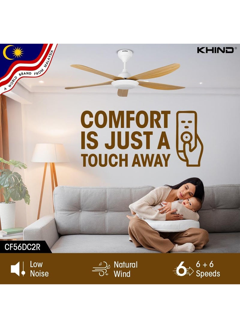 KHIND Zen Air Ceiling Fan 56 Inch Ceiling Fan with Remote Control, Quiet BLDC Motor, Modern 5 ABS Blades, 6 Forward & Reverse Speed Settings, High Airflow 38 W CF56DC2R Mocha  - Image 3