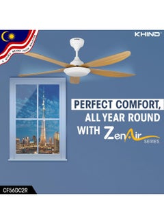 KHIND Zen Air Ceiling Fan 56 Inch Ceiling Fan with Remote Control, Quiet BLDC Motor, Modern 5 ABS Blades, 6 Forward & Reverse Speed Settings, High Airflow 38 W CF56DC2R Mocha  - Image 4