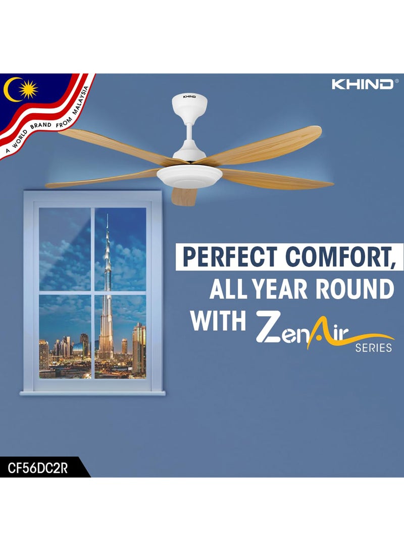 KHIND Zen Air Ceiling Fan 56 Inch Ceiling Fan with Remote Control, Quiet BLDC Motor, Modern 5 ABS Blades, 6 Forward & Reverse Speed Settings, High Airflow 38 W CF56DC2R Mocha  - Image 4