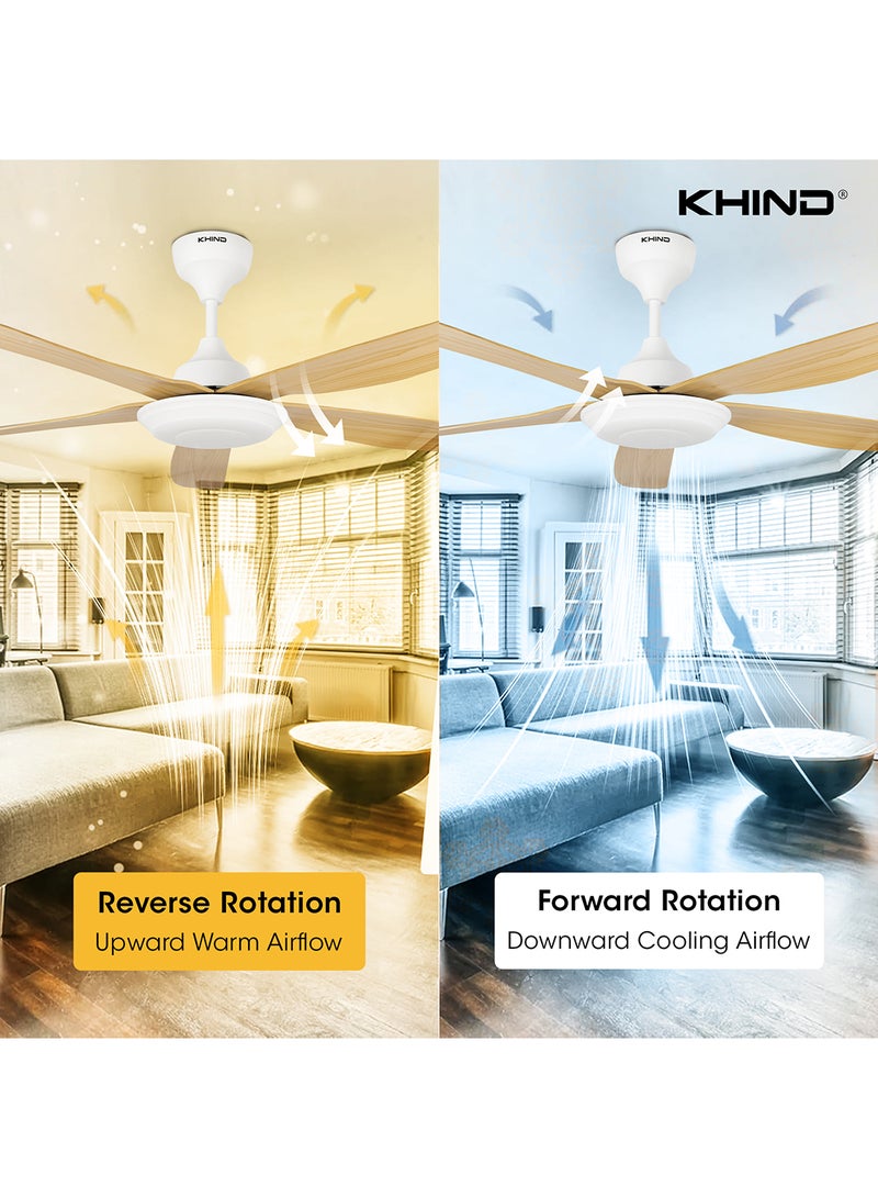 KHIND Zen Air Ceiling Fan 56 Inch Ceiling Fan with Remote Control, Quiet BLDC Motor, Modern 5 ABS Blades, 6 Forward & Reverse Speed Settings, High Airflow 38 W CF56DC2R Mocha  - Image 5