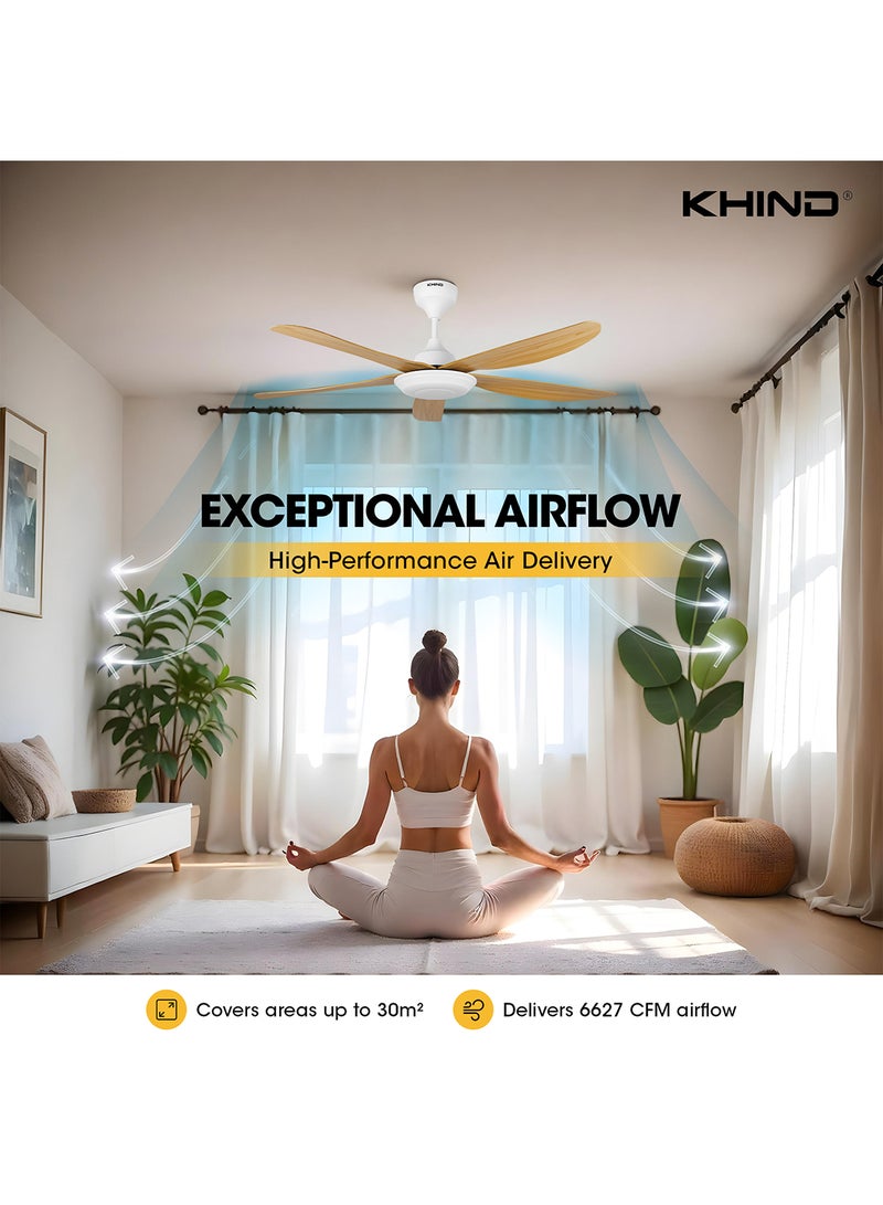 KHIND Zen Air Ceiling Fan 56 Inch Ceiling Fan with Remote Control, Quiet BLDC Motor, Modern 5 ABS Blades, 6 Forward & Reverse Speed Settings, High Airflow 38 W CF56DC2R Mocha  - Image 3