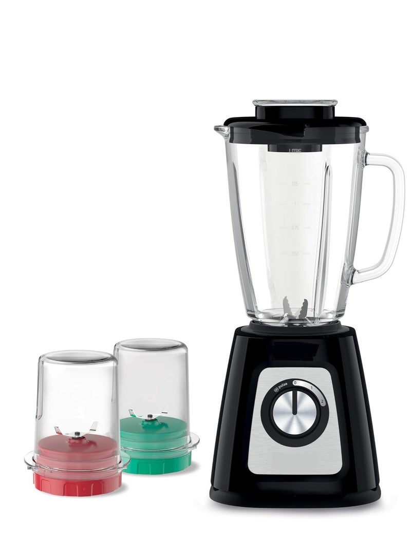 Moulinex Blender 800 Watts Glass Jar 1.75 Liters Net : ( 1.25) L Grinder and Chopper Black LM4358EG 1.25 L 800 W LM4358EG Black  - Image 1