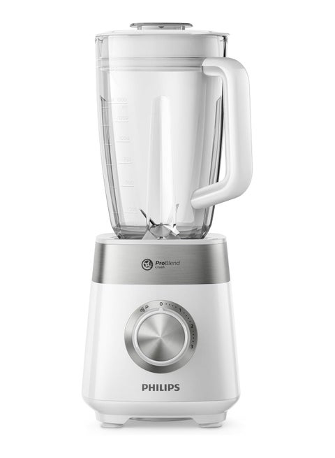 Plastic Jar Blender - 800W, 2L, 3 Speed settings + Pulse, ProBlend Crush Technology perfect for crushing ice 2 L 800 W HR2224 white