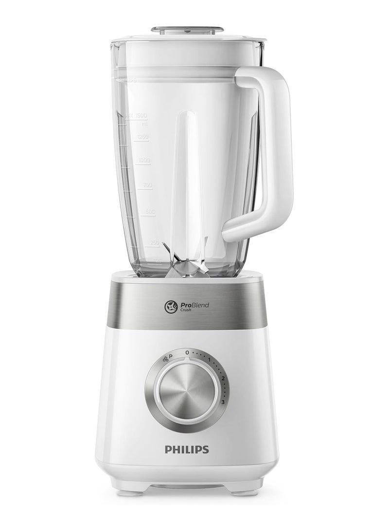 Philips - Plastic Jar Blender - 800W, 2L, 3 Speed settings + Pulse, ProBlend Crush Technology perfect for crushing ice 2 L 800 W HR2224 white - Image 1
