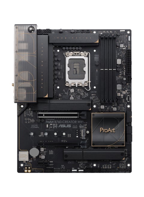 ProArt B760-Creator Wi-Fi ATX Motherboard – Intel LGA1700 Socket, Compatible with 12th/13th/14th Gen Intel Core Processors, Supports Up to 192GB DDR5 Memory, PCIe 5.0/4.0/3.0, Triple M.2 Slots, 4 SATA 6Gb/s Ports, 2.5Gb Ethernet, Wi-Fi 6, Bluetooth 5.2, USB 3.2 Gen 2x2, 8K DisplayPort & 4K HDMI, ASUS 5X Protection III, AURA Sync RGB, M.2 Q-Latch, AI Suite 3, ProArt Creator Hub | 90MB1FY0-M1EAY0 Black