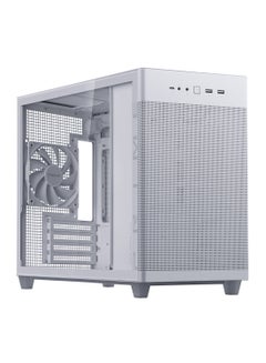 ASUS Prime AP201 Tempered Glass MicroATX Case - Small Tower, Supports Micro-ATX & Mini-ITX Motherboards, 1 x 2.5" Drive Bay, 3 x 2.5"/3.5" Combo Bays, 4 Expansion Slots, Front I/O with USB 3.2 Gen 2 Type-C, Top & Rear Radiator Support up to 360mm, 1 x 120mm Rear Fan, 32mm Cable Management, Removable Bottom Dust Filter | 90DC00G3-B39010 White  - Image 1