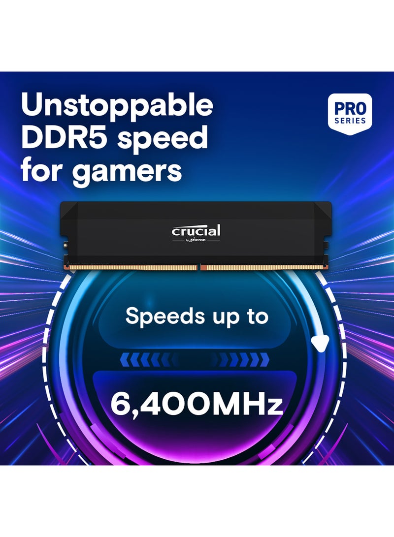 crucial Pro DDR5-6000 16GB UDIMM OC Gaming Memory - DDR5, 6000MT/s, CAS 36-38-38-80, XMP 3.0 & AMD EXPO Profiles, 1.35V, 16Gb Die, Unbuffered, Single Module, High-Speed Overclocking for Multi-Core CPUs | CP16G60C36U5B 16 GB - Image 2