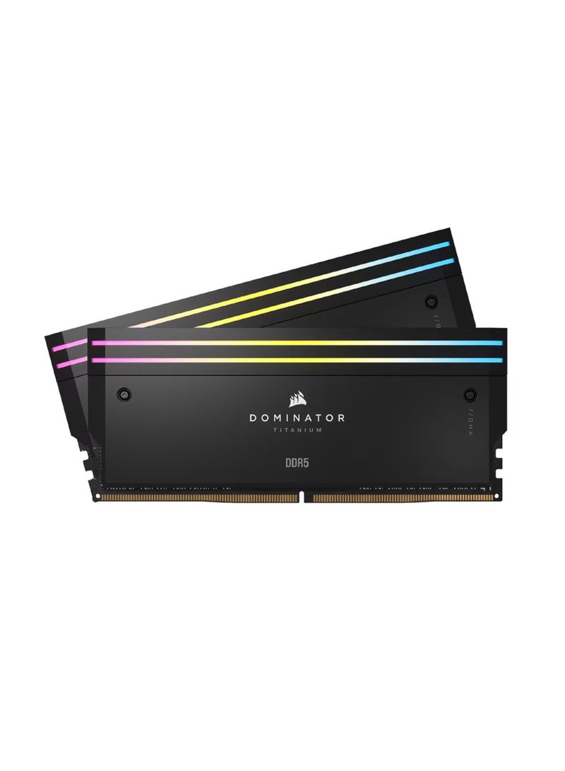 CORSAIR - DOMINATOR TITANIUM RGB 64GB (2x32GB) DDR5 Memory Kit, 6600MT/s, CL32, XMP 3.0, Aluminum Heat Spreader, RGB Lighting, Intel 700/800 Series Compatible, UDIMM, 288-Pin, 1.4V Tested Voltage, 4800MHz SPD Speed, 40-40-40-77 SPD Latency, CMP64GX5M2X6600C32 64 GB - Image 1