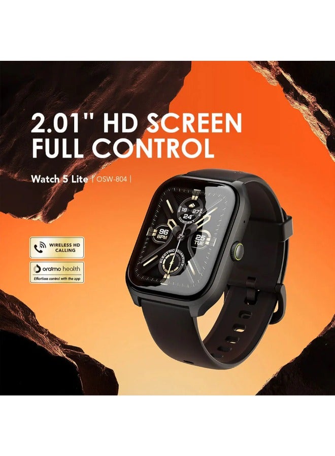 Oraimo Watch 5 Lite 2.01" HD IP68 OSW-804 With Black Silicone Strap Black - Image 3