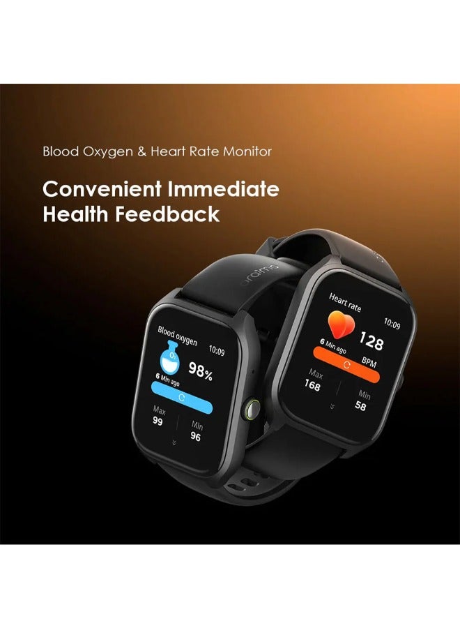 Oraimo Watch 5 Lite 2.01" HD IP68 OSW-804 With Black Silicone Strap Black - Image 2