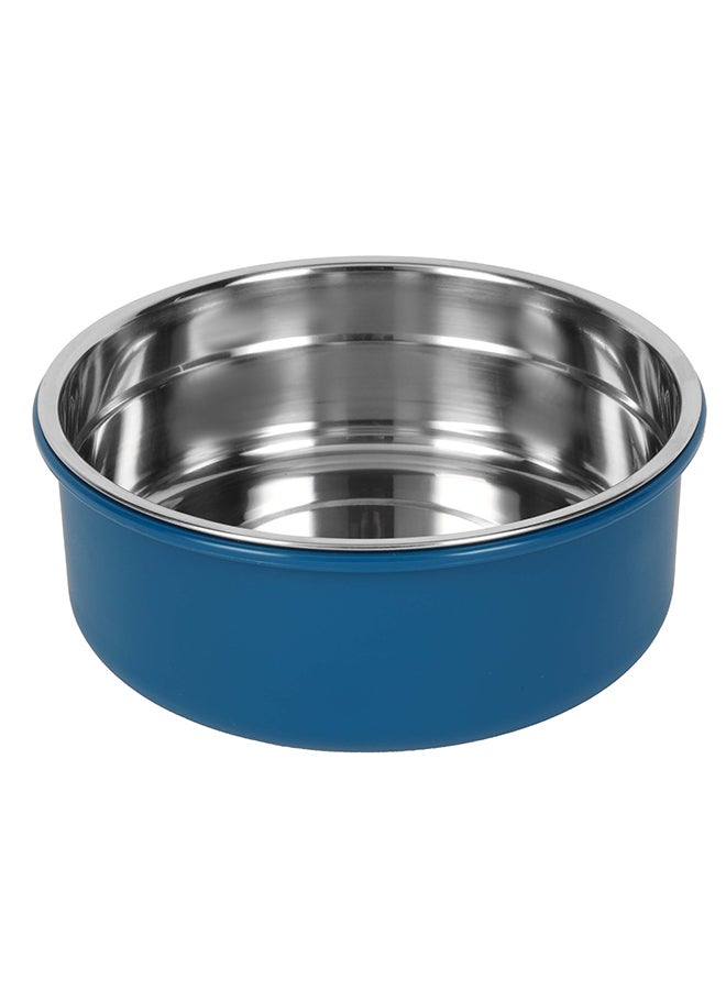 رويال فورد - 700ml Lunch Box - RF12592, Stainless steel inner, plastic body, round tiffin with lid and 4 side locks. Food-grade, BPA-free, airtight, leak-proof. Compact, portable. Light/Dark Blue 242grams - Image 1