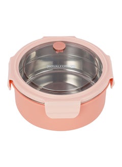 Royalford 1000ml Lunch Box - RF12593, Round tiffin with stainless steel inner, plastic body, lid, and 4 side locks. Food-grade, BPA-free, airtight, leak-proof. Compact and portable. Assorted 300grams  - Image 4