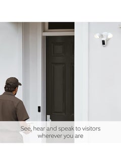 Ring Floodlight Cam Wired Plus, White - 1080P HD Video, Motion-Activated LED Floodlights, Built-In Siren, Hardwired Installation White  - Image 2