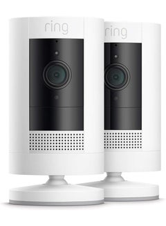 Ring Outdoor Camera Battery (Stick Up Cam Battery) | HD wireless outdoor Security Camera with Two-Way Talk system and Wifi, Works with Alexa | Alternative to CCTV | White | 2 Cameras White  - Image 1