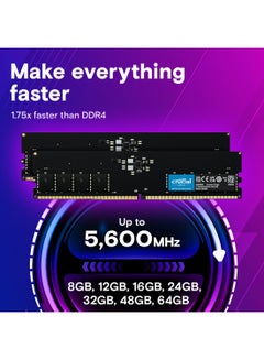 crucial 8GB DDR5-5600 UDIMM Memory, 1.1V, Unbuffered, CAS Latency 46, XMP 3.0 & EXPO Profiles (5600MT/s), 16Gb Die Density, Single Module for High-Performance Systems | CT8G56C46U5 8 GB  - Image 3