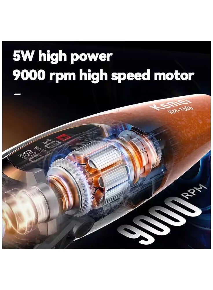 كيمي km-1686 9000RPM ماكينة حلاقة شعر احترافية قابلة لإعادة الشحن - Image 3