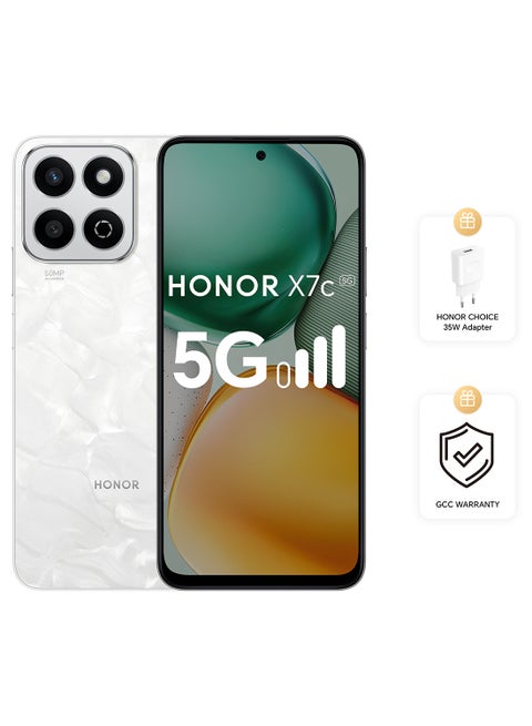 X7c 5G Dual SIM Moonlight White 4GB RAM 256GB With Free 35W Fast Charger - Middle East Version