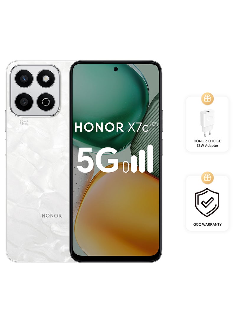 Honor - X7c 5G Dual SIM Moonlight White 4GB RAM 256GB With Free 35W Fast Charger - Middle East Version - Image 1