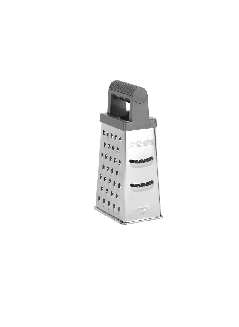 Royalford Royalford Stainless Steel 4-Sided Grater- RF12348/ with PS handle, Light-Weight and Compact Design/ Multiple Grating Style Silver  - Image 1