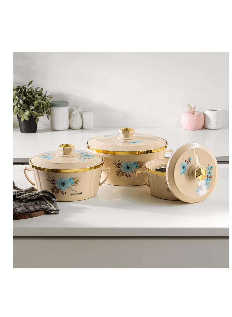 Royalford - Royalford Terrabella Insulated Hot Pot Set of 3- RF12573/ Casserole Stainless Steel Inner, PP Body, Double Wall Construction/ Comes in 1000ml, 1825ml and 3200ml Sizes/ Hot and Cold Food-Safe - Image 1