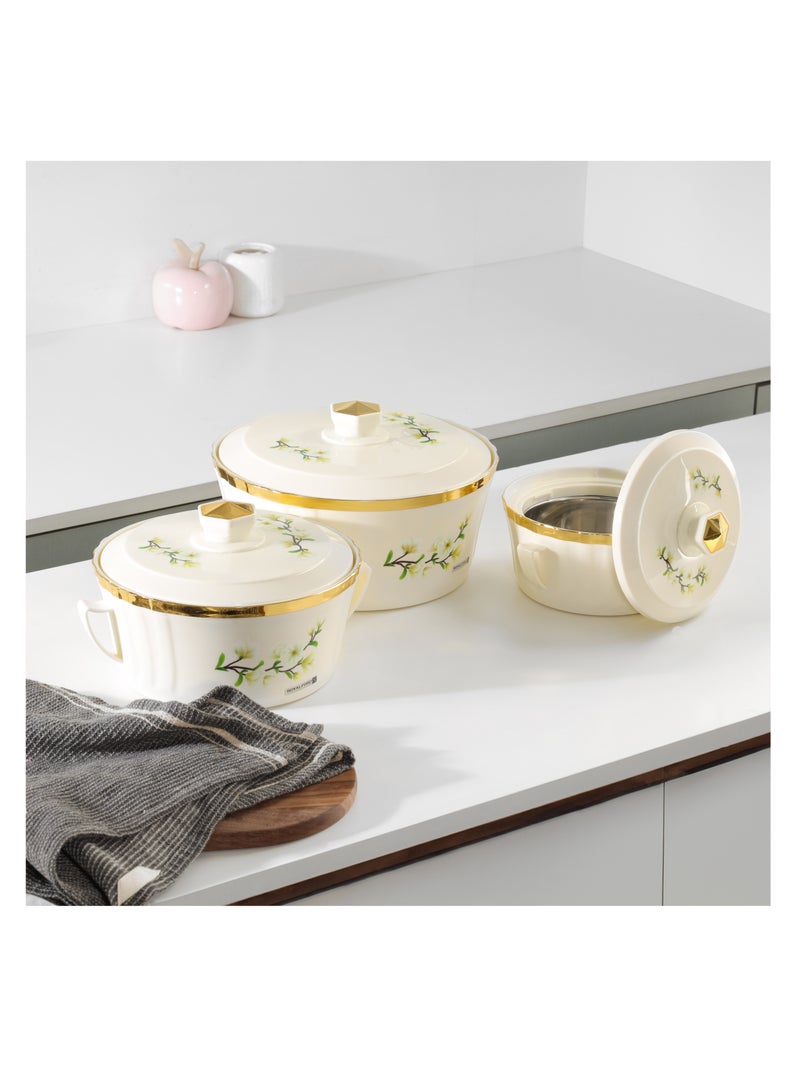 Royalford - Royalford Terrabella Insulated Hot Pot Set of 3- RF12573/ Casserole Stainless Steel Inner, PP Body, Double Wall Construction/ Comes in 1000ml, 1825ml and 3200ml Sizes/ Hot and Cold Food-Safe - Image 1