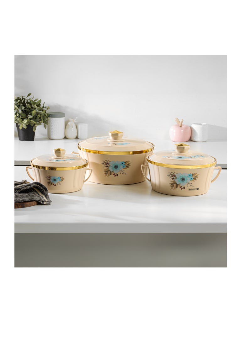 Royalford - Royalford Terrabella Insulated Hot Pot Set of 3- RF12573/ Casserole Stainless Steel Inner, PP Body, Double Wall Construction/ Comes in 1000ml, 1825ml and 3200ml Sizes/ Hot and Cold Food-Safe - Image 1