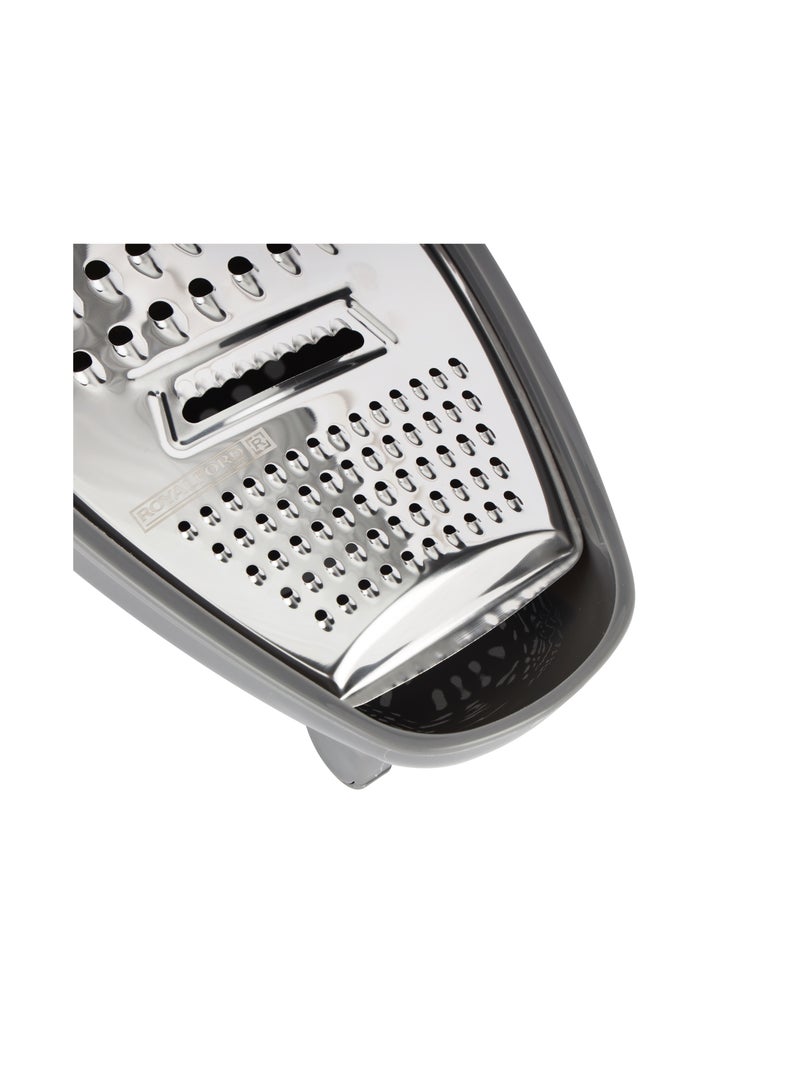 رويال فورد - Royalford Stainless Steel 3-in-1 Grater- RF12349/ with Collecting Container, TPR handle, Light-Weight and Compact Design/ Multiple Grating Style, Suitable for any Kind of Grating Fruits Silver - Image 1